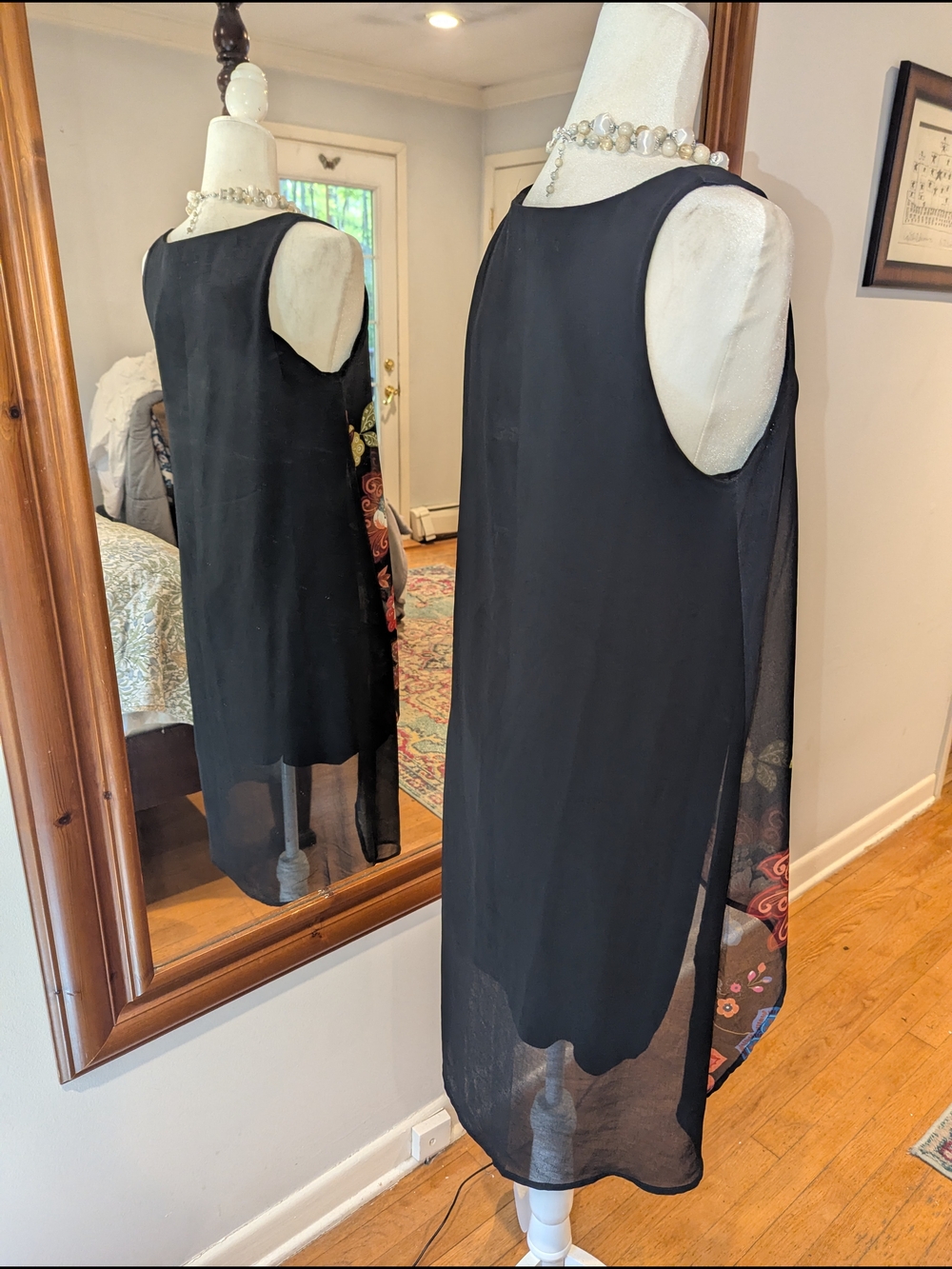 Desigual Black Asymmetrical Floral Hem Sleeveless Dress - Picture 6 of 11